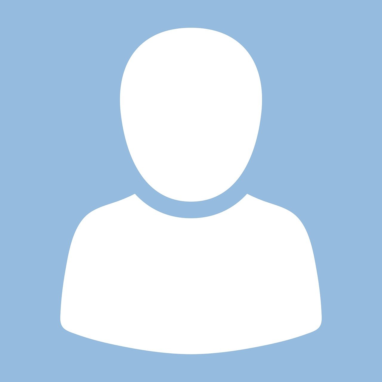 Abstraktes Avatar-Symbol auf blauem Hintergrund, ideal für Platzhalter oder Profilbilder in digitalen Anwendungen.